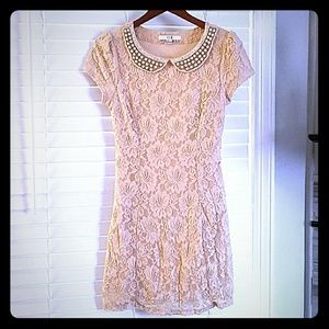 Cream dress with lace overlay